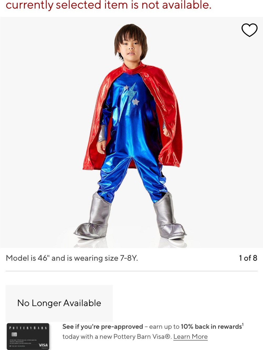 Pottery Barn Kids Blue and Red Superhero Costume with Silver Boots